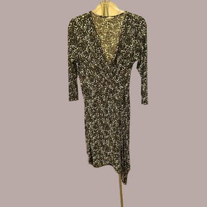 H& M. Great condition‎ black leopard print wrap dress.